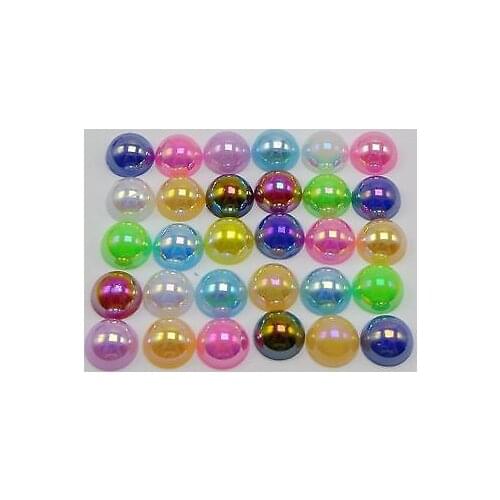 500 Mixed Color Luster AB Acrylic Round Half Pearl 8mm FlatBack Beads Scrapbook