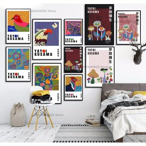 5d Diy Diamond Painting Yayoi Kusama Mushrooms Dots Bird Flower Nordic Posters Diamond Mosaic Embroidery Cross Stitch Home Decor