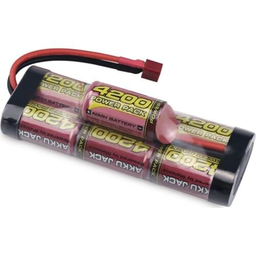8.4V 4200mAh 7-Cell Hump NiMH Battery Pack with Traxxas/Dean-T/Tamiya Discharge Plug for RC Racing Car