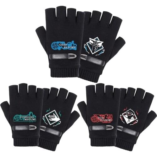 Anime Accessories Jujutsu Kaisen Cosplay Props Fushiguro Megumi Yuji Itadori Gojo Satoru Warm Half Finger Gloves Velvet Adult