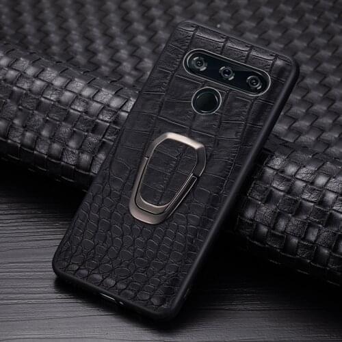 AMMYKI Hot Pu Leather Crocodile pattern case For LG K50 Q60 case Soft Silicone cover Pu leather Case For LG G8 V40 Thinq Case