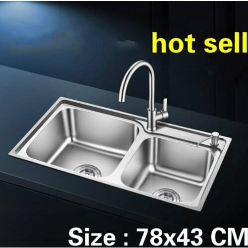 Free shipping Household standard vogue kitchen double groove sink wash the dishes stainless steel hot sell 780x430 MM
