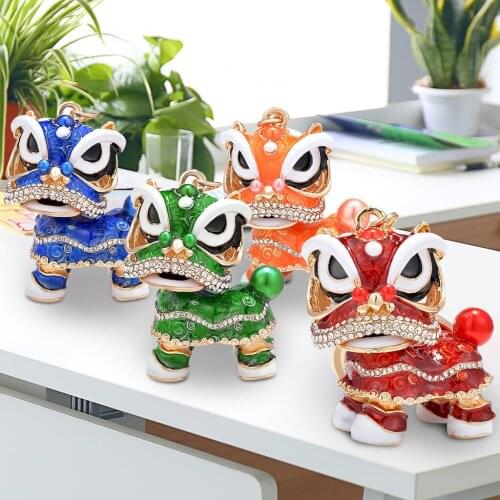Chinese Style Charm Dance Alloy Keychain Fashion Retro Bag Charm Pendant Chinese style charm lion dance alloy keychain
