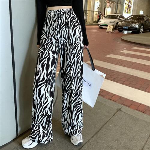 Zebra Wide-leg Pants with High Waist and Loose Casual Pants Slim and Straight Long Pants Womens Y2k Pants Sweatpants Women