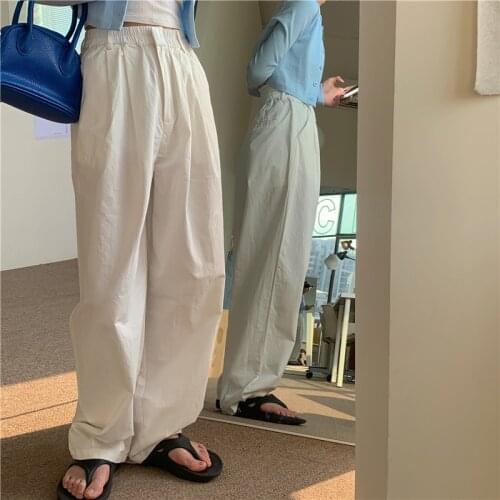 Casual Pants for Women Purple Loose Elastic Waist Harajuku Hipster Fashion White Capris Ulzzang Female Clothing Summer Style