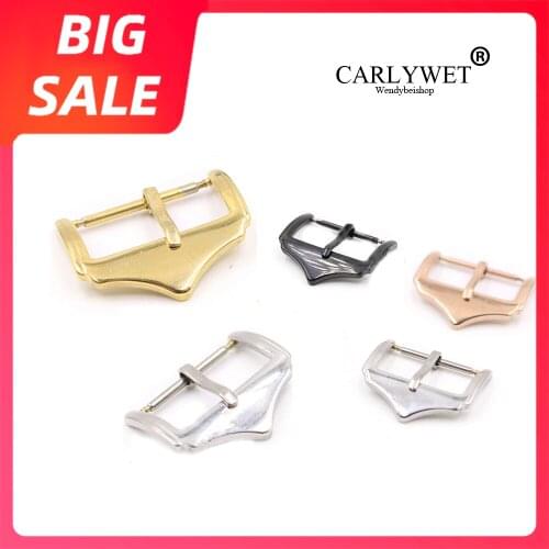 CARLYWET 14 16 18 20 22mm Top Quality Replacement 316L Stainless Steel Silver Gold 2mm Tang Tongue Pin Watch Buckle For Rolex