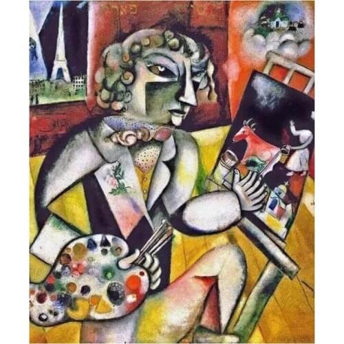 Chagall "Self-Portrait Of Seven Fingers" 5D DIY Full Round Diamond Painting Cross Stitch 3D Embroidery Mosaic Home Decor Y1706
