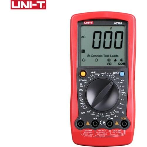 UNI-T UT58B General Digital Multimeters Full Icon LCD Display Capacitance Ohm Temperature Diode Transistor AC/DC Tester
