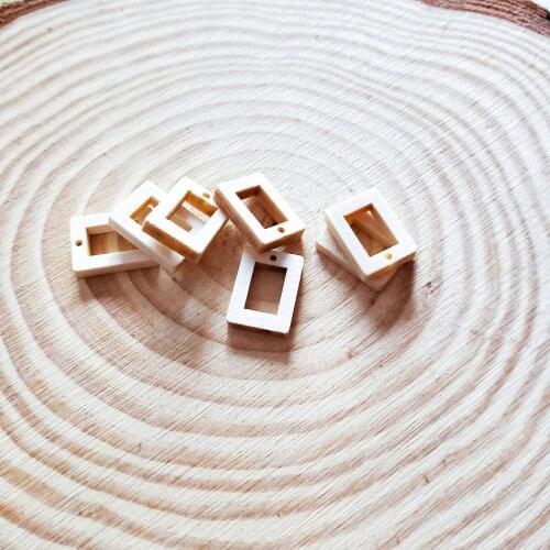 SANSHOOR Natural Rectangle Shape Wood Chip Unfinished Wood Cutout With Hole DIY Handmake Wooden Craft 100pcs Wholesale