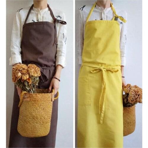 Cotton Linen aprons for woman Korea Unisex studio apron Commercial Restaurant Home Bib delantal cocina Kitchen Cleaning Aprons