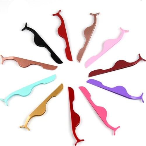 Stainless False Eyelash Tweezers Gold Fake Eye Lash Extension Multi Color Eyelash Extension Curler Nipper Makeup Forceps Tools