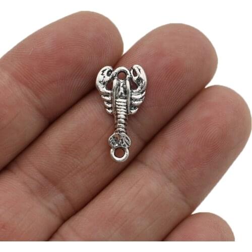 JAKONGO Silver Plated Scorpio Charms Pendants for Jewelry Making Bracelet DIY Accessories 21x11mm 20pcs