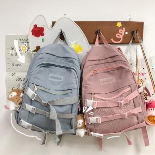 Kawaii Quality Nylon Women Backpack Student Female Canvas Backpack Fashion Ladies Book Bag Pure Color School Bag For Teenage