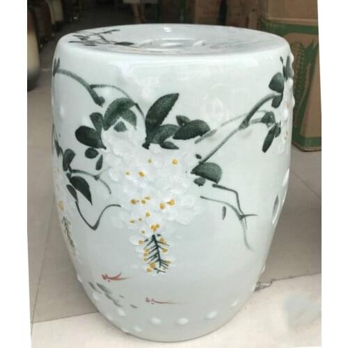 Jingdezhen Ceramic stool Hand-painted Purple Air East Round Drum stool Outdoor Balcony Bathroom home porcelain ceramic stool