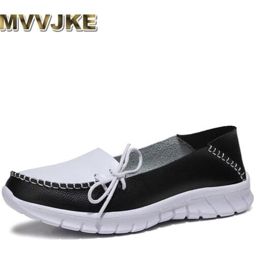 MVVJKE Sneakers woman tenis feminino summer shoes woman fashion without lace leather moccasins woman white Sneaker comfort soft