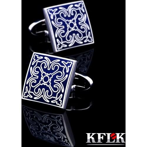 KFLK jewelry shirt Fashion cufflink for men Brand Cuff link Wholesale Button blue High Quality Luxury Wedding Male guests
