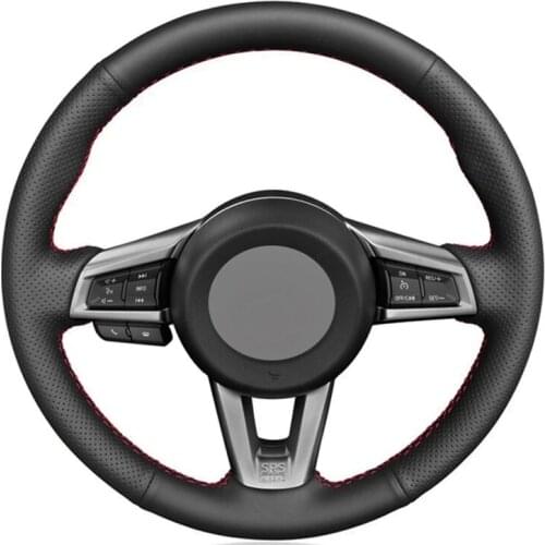 Car Steering Wheel Cover Hand-stitched Soft Black Artificial Leather For Mazda MX-5 2015 2016 2017 2018 2019 2020