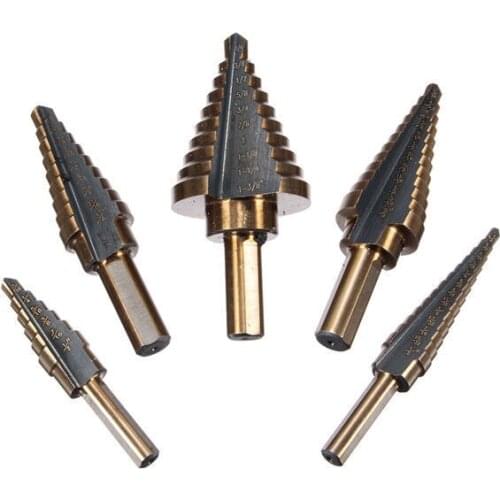 Fixmee 5pcs Triangle Shank Imperial Pagoda Step Drill Set