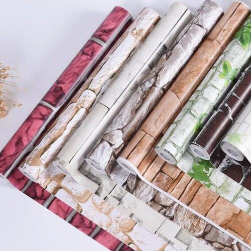 10M 3D Stereo PVC Wallpaper Brick Pattern Self-adhesive Refurbished Waterproof Wallpaper Retro Wall Brick Sticker for Home Decor