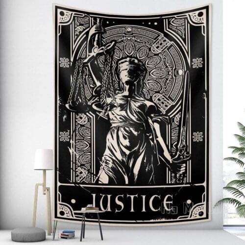 Justice Tarot Card Tapestry Vintage Astrology Divination Wall Hanging Decor