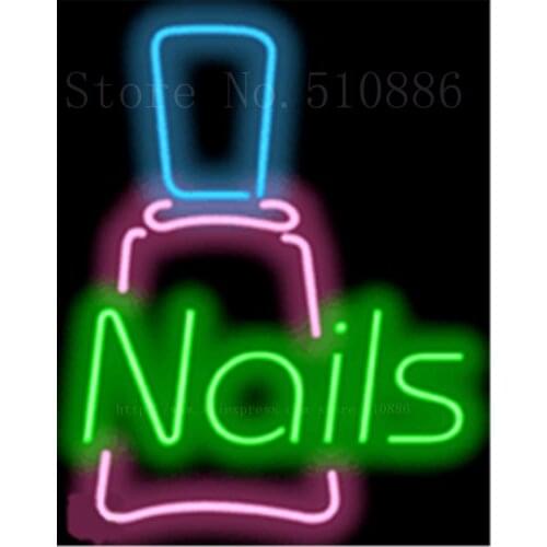 17*14" Nails with Nail Polish NEON SIGN REAL GLASS BEER BAR PUB LIGHT SIGNS store display Restaurant shop Advertising Lights