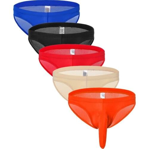 5 Pcs /Lot Plus Size Underwear for Men Nylon Ice Silk Seamless Briefs Soft Breathable Gay Underpants sous vetement homme