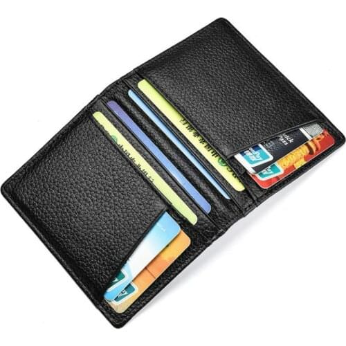 2021 New Fashion Super Slim Soft Wallet 100% Genuine Leather Mini Credit Card Wallet Purse Card Holders Men Wallet Thin Small