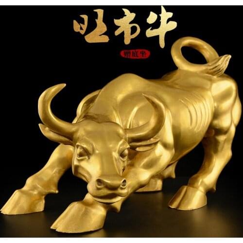 Chinese Style Handmade Topnew Ornaments Pure Copper Huajie Niu Wangshi Niu Fortune Topnew Office Home Opening Gift Large Size
