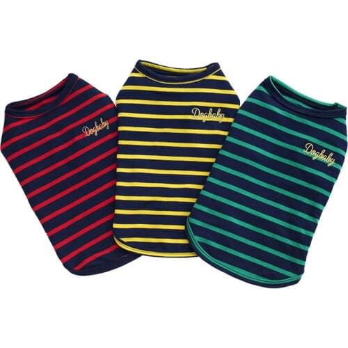 Dog Clothes for Small Dogs Pet Clothing Soft tshirt Striped Vest Hoodie Pajamas Yorkies Chihuahua Clothes for Dogs 11cy30Q
