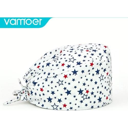 Adjustable Nurse Hat Working Cap soft Hat Printing Nurse Sweat-absorbent Head Wrap Towel Surgical Anti-Dirty Pure Cotton Cap