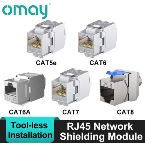 RJ45 CAT8 Tool-Less STP Shielded Keystone Jack Module,Self-Locking Cat7 CAT6A CAT6 CAT5E Zinc Alloy Network Coupler Adapter
