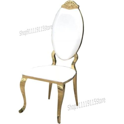 Luxury Stainless Steel Gilded Hotel Dining Chair Wedding Banquet Hall Dining Chair Modern Home Fashion Back Chair