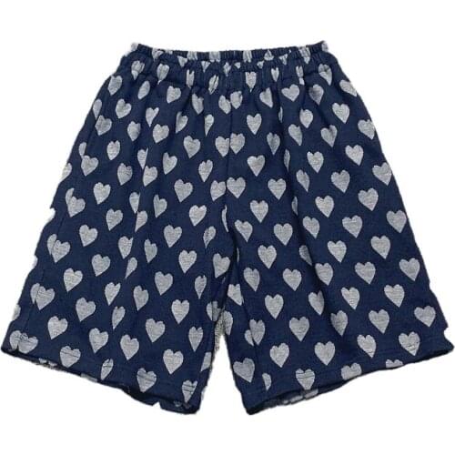 New Summer Shorts Women High Street Style Loose Elastic Waist Five Point Pants Cotton Knee Pants Female Love Print Man Shorts