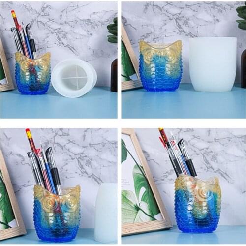 DIY Owl Pen Holder Epoxy Resin Mold Desktop Organizer Decorations Silicone Mold