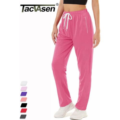 TACVASEN Womens Joggers Sweatpants Running Jogging Athlete Mesh Long Pants Outdoor Workout Fitness Gym Trousers W/Zipper Pockets