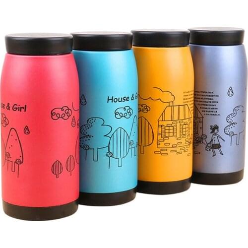 Korean Style Stainless Steel Thermos Cup Creative Matte illustration Big Belly Cup Cartoon Drinkware