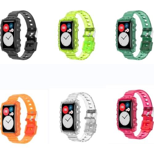 TPU Transparent Band Smartwatch Wrist Watchband Full Frame Crystal Case For Huawei Watch Fit Strap Smart Wristband Bumper Cover