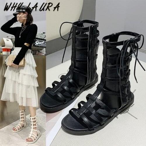 2021 New Sandals for Women Summer Shoes Open-toe Flat Zip Sandals for Women Roman-style Casual Sandals