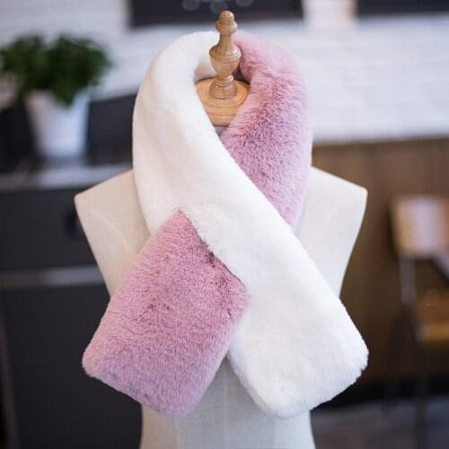 New Outdoor Windproof Supper Warm Women Scarf Comfortable Soft 100CM Length Winter Muffler Faux Rabbit fur Womens Neckerchief