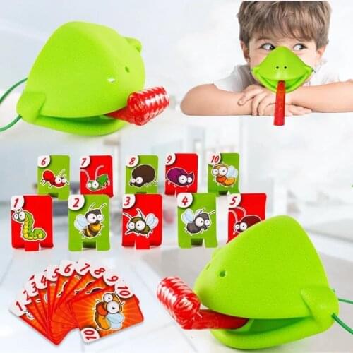 1 Set Chameleon Lizard Mask Wagging Tongue Lick Cards Board Game for Children Family Party Toys Novelty Funny Desktop Game Toys
