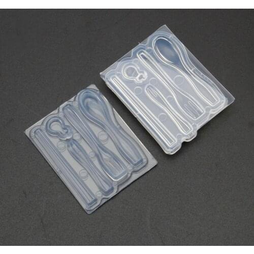 1 Set Mini Chopsticks Spoons Forks Resin Silicone Mold Epoxy Resin Jewelry Tools