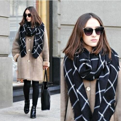 1PC 2021 195CM * 75CM New Lady Women Blanket black white Plaid Cozy Checked Tartan Scarf Wraps shawl