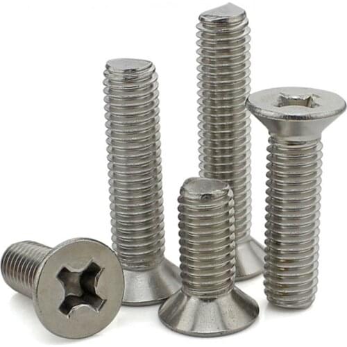 10PCS M4 Stainless Steel Flat Head Cross Screw Recessed Phillips Bolt Bolts M4*6/8/10/12/14/16/18/20/22/25/30/40mm
