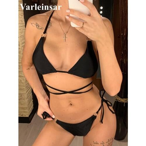 2021 Sexy Wrap Around String Thong Bikini Female Swimsuit Women Swimwear Two-pieces Bikini set Bather Bathing Suit Swim V1677