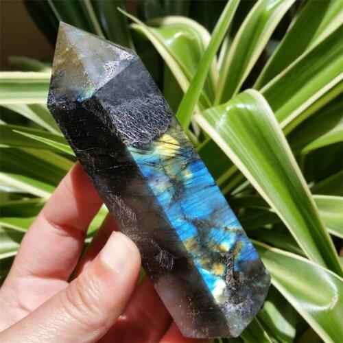 230g NATURAL Labradorite QUARTZ CRYSTAL WAND POINT HEALING