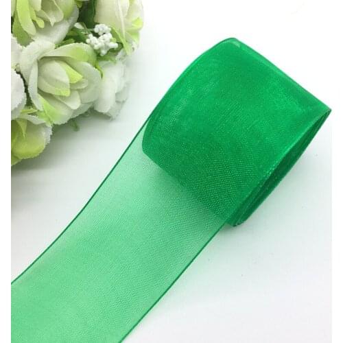 5 Yards/Lot 1-1/2" (38mm) Green Organza Ribbon Bow Hair Wedding Decoration Lace Crafts