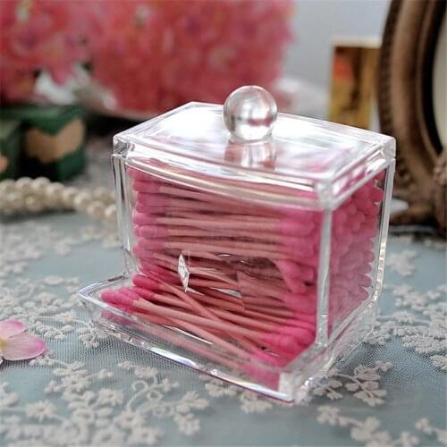 Acrylic Cotton Swabs Storage Holder Box Portable Transparent Makeup Cotton Pad Cosmetic Container Jewelry Organizer Case