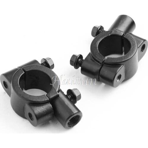 2pcs10MM 7/8 Inch Motorcycle Bicycle Aluminum Handlebar Mirror Mount Clamp Rear View Mirror Mount Adapter Holder Clamp(Black)