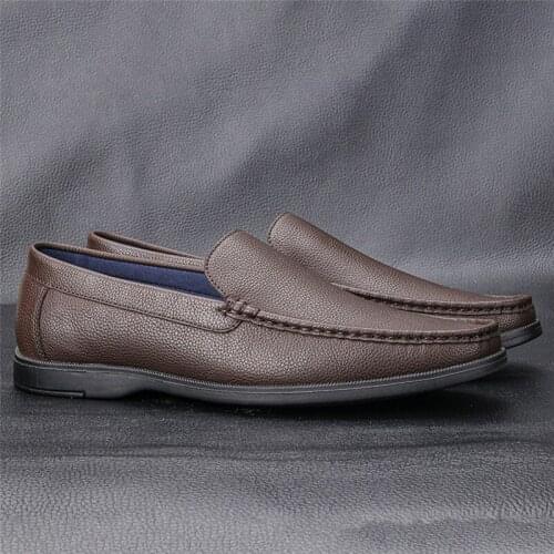 Slip-On Vintage British Casual Men Shoes High Quality Soft Flats Leather Shoes Breathable Non-slip Mens Designer Shoes Loafers