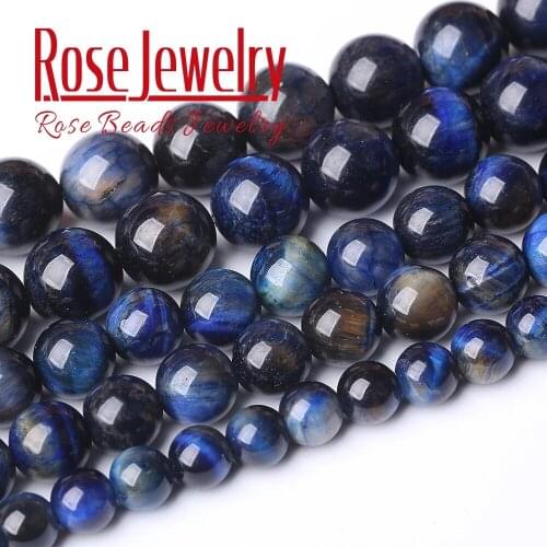 Natural Lapis Blue Tiger Eye Stone Beads Round Loose Spacer Beads For Jewelry Making 6/8/10/12/14 mm DIY Bracelet 15'' Wholesale